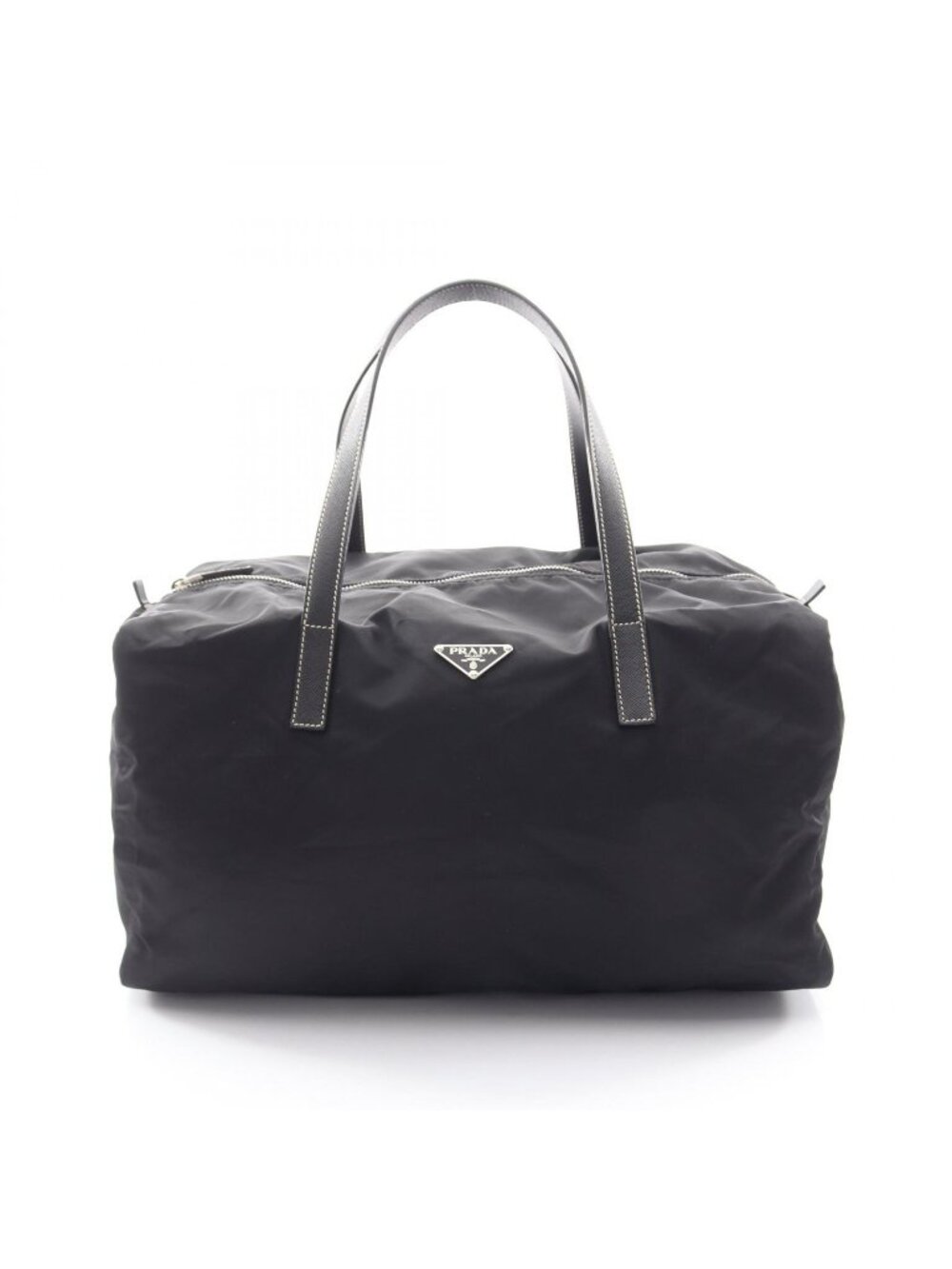 Prada Tote Nero Nylon Leather to Line Grelot Go Boston Bag